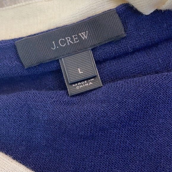 J crew blue merino wool tie cold shoulder sweater large - Picture 9 of 11
